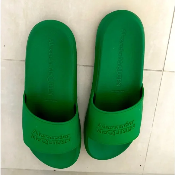 Alexander McQueen | Shoes | Alexander Mcqueen Green Slides  display picture 1